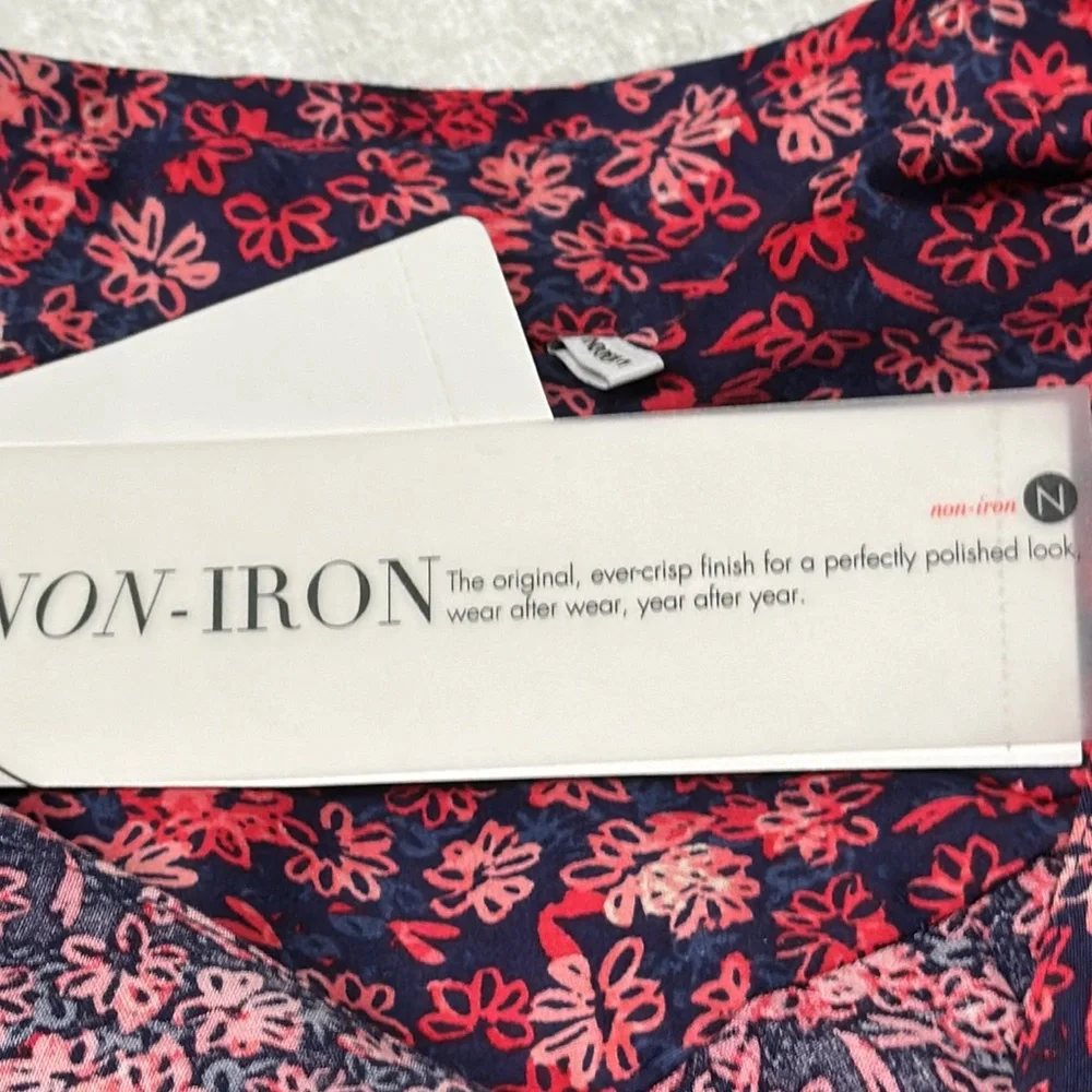 Foxcroft Coral Sunset Floral Button-up Shirt Size 2